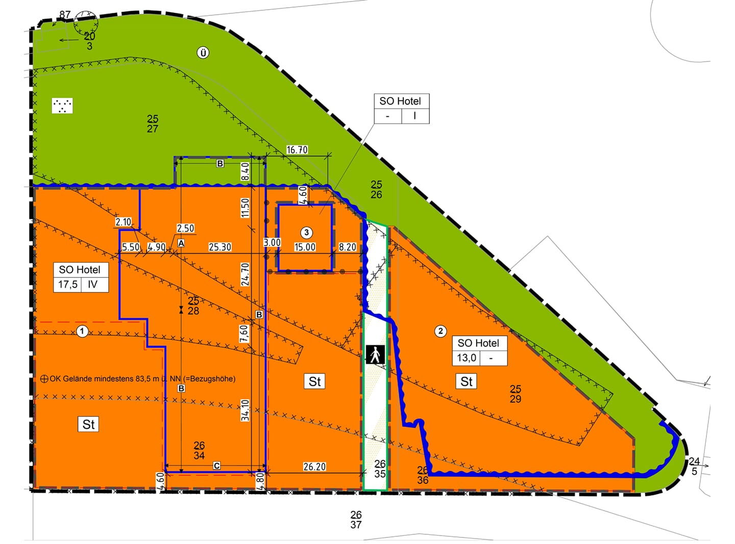 Darstellung eines Bebauungsplanes